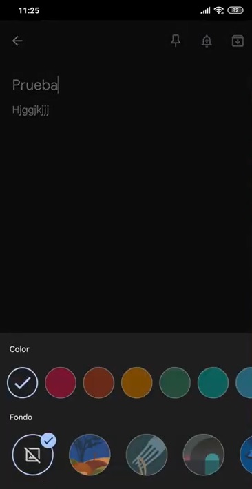 Colores de fondo para notas en Google Keep