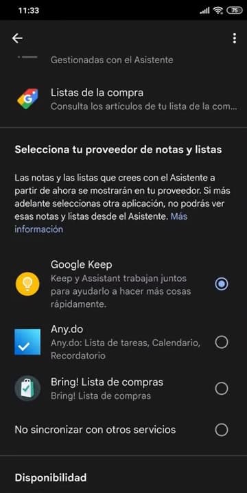 Proveedor de notas Google Keep