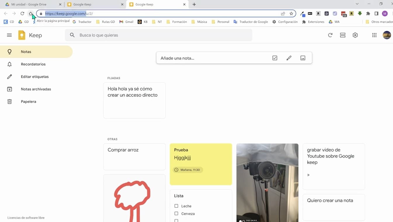 Google Keep desde el PC