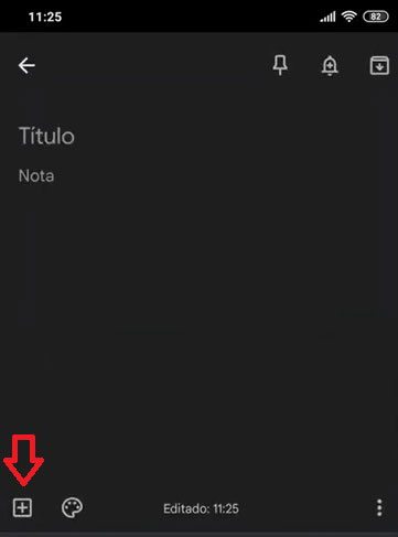 Icono para añadir diferentes tipos de elementos a las notas.