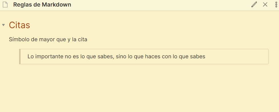 Vista de previsualización de citas en Markdown